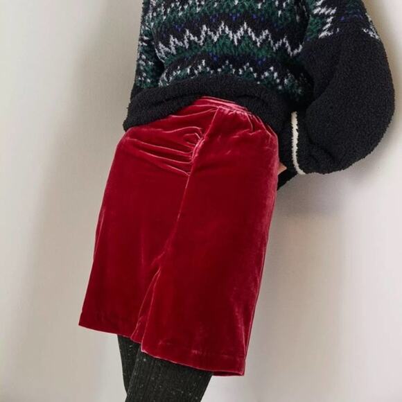 Anthropologie Raspberry Montie Velvet Mini Skirt - Picture 6 of 9